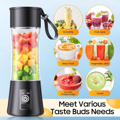 Image of Portable Blender Electric Juicers Fruit Mixers USB Rechargeable Smoothie Mini Personal Juicer 6 Blades 3Gears with 1500 mAh Rechargeable Battery
