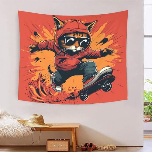 Tapiz de pared 150cmx200cm KaleidoKit con estampado 3D de gatito para separar ambientes