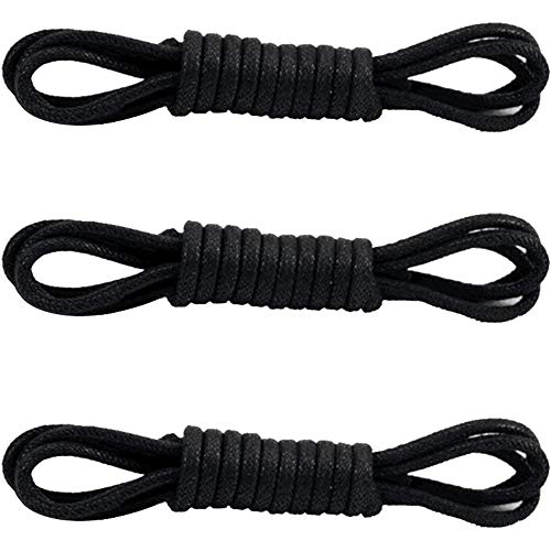 SENDILI Cordones Redondos - 3 Pares Waxed Impermeable Duradero Cordones de Zapatos para Zapatos de uniforme, Calzado de trabajo, Botas de Montaña, 2.5mm Diámetro,70cm Longitudes/Negro Cover