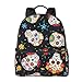Zaino con stampa cranio horror con cactus e fiori Zaino leggero alla moda Zaino casual leggero Zaino leggero per viaggi all'aperto Scuola Campus Shopping, Nero , Taglia unica
