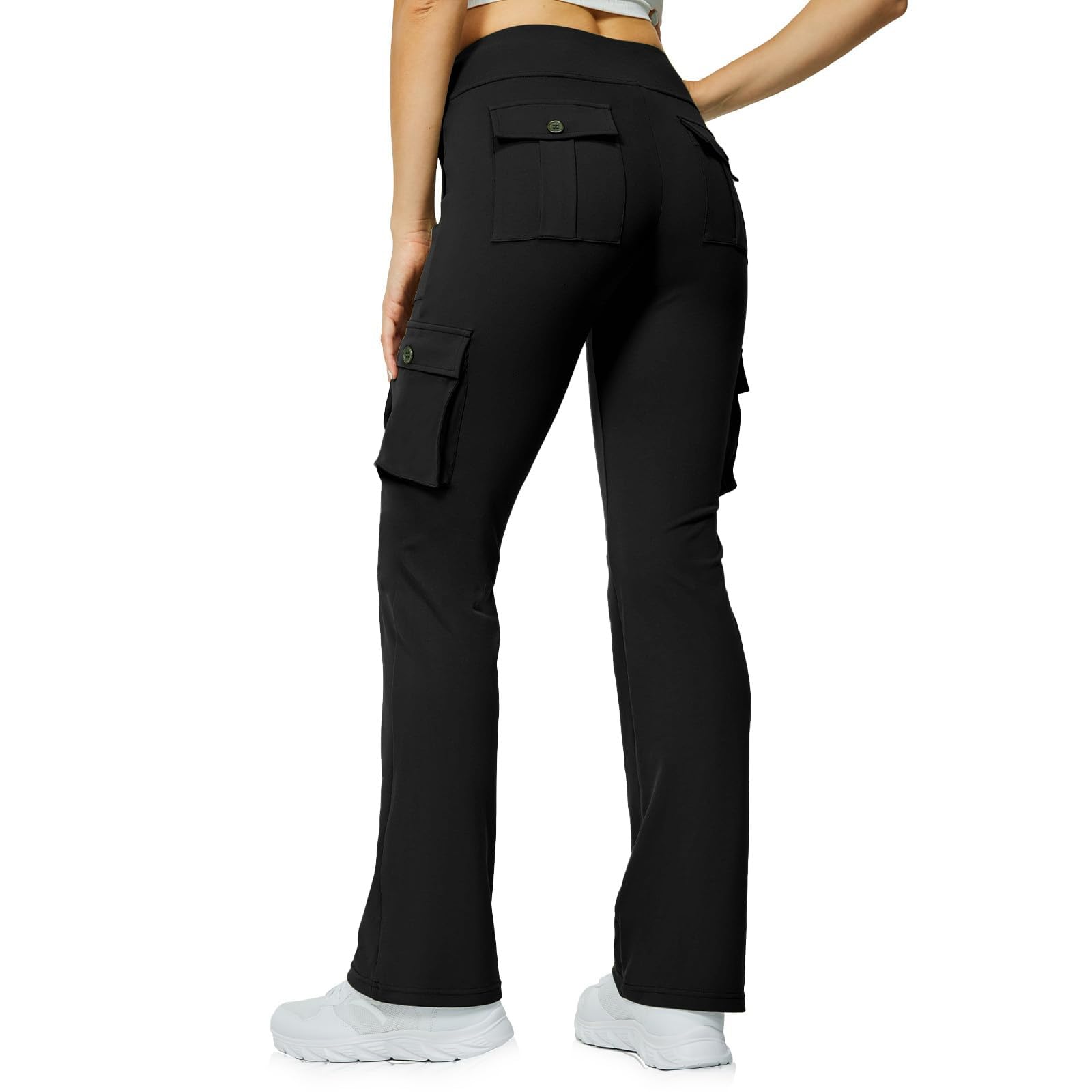 Flared Leggings para mujer, con bolsillos, elásticos, tallas grandes