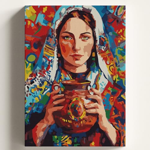 Hobi Seti — Sayılarla Boyama Tuval Anadolu Kızı Temalı Fırça ve Boya Dahil Set (Çıtalı) 50X70 CM Kendin Yap Sayılarla Tuval Boya Kiti (Kasnaklı)