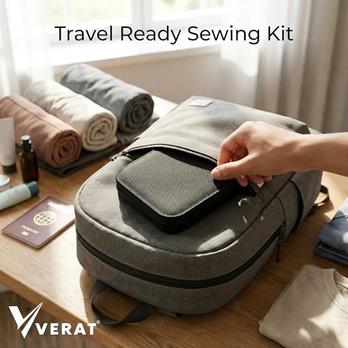 Image of 85 Pcs Sewing Kit with Box, Portable Sewing Supplies Set with 18 Thread Spools, Scissors, Needles, Tape Measure for DIY, Beginners, Adults, Emergency, Travel & Stitching Items Box for Home Ladies, Multipurpose, Travel