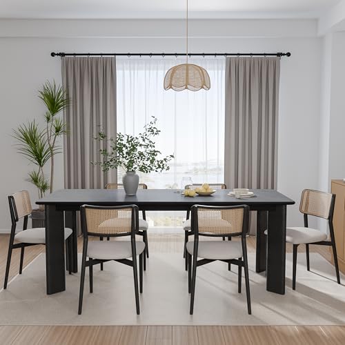 Image of Casaphoria 79 inch Farmhouse Dining Table for 8，Wood Rectangular Living Room Table, Modern Kitchen Table with Sturdy Base & Thickened Tabletop, Easy to Assembly & Clean, Black