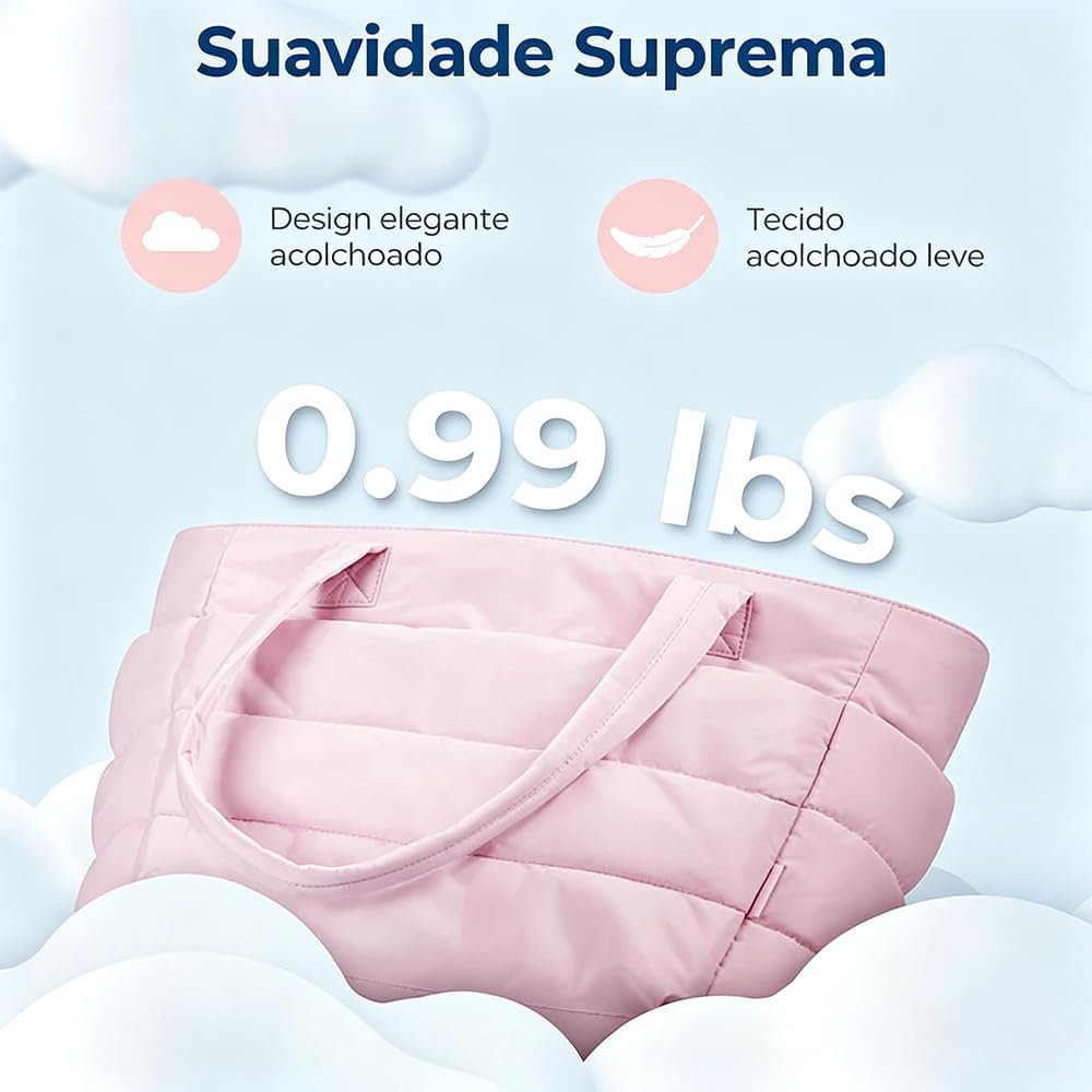 Bolsa Feminina Tote Puffer Leve Grande com Alça Transversal