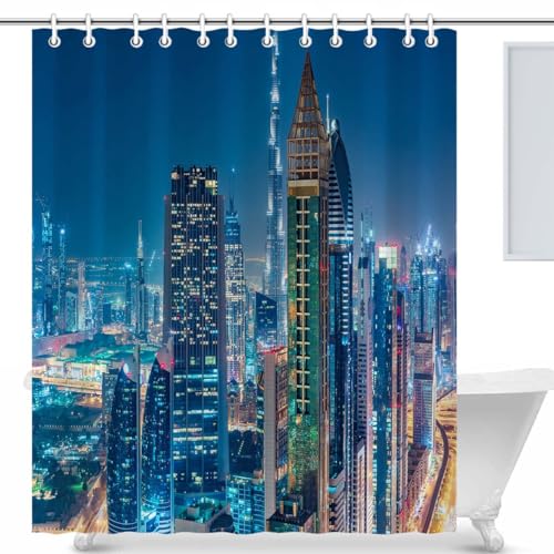 Dubai Shower Curtain Water-Resistant Fabric 72x72 Inch
