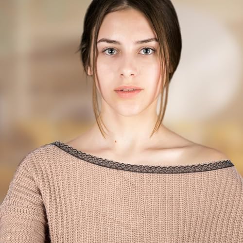 Nurila 10m Spitzenband Schwarz, 1.4cm Breit, Vintage Schwarze Spitze, Spitzenborte für Geschenkverpackungen, Brautkleider, Schuhe und Hüte, Haarschmuck, Kunsthandwerk