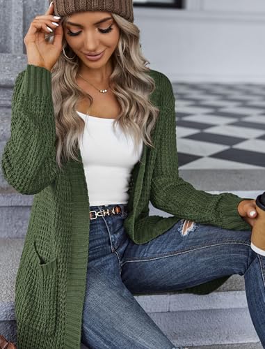 Image of Zeagoo Women's 2025 Fall Open Front Cardigan Long Batwing Sleeve Chunky Knit Sweater Loose Outerwear Coats with Pockets