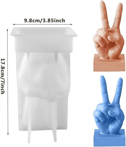 Miniatura 7 de FineInno Victory Gesture - Molde de vela de gesto, molde de resina de mano 3D, molde de silicona en forma de V, fabricación de velas de jabón,