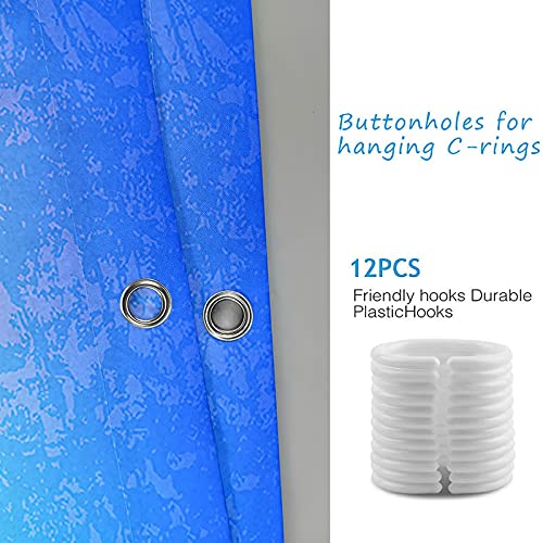 Rideau de douche polyester anti moisissure imperméable fleurs jaune bleu - 5