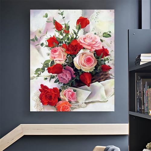 Peinture diamant rose 5D avec kit broderie complet 60x90cm T-3442 pour decoration murale