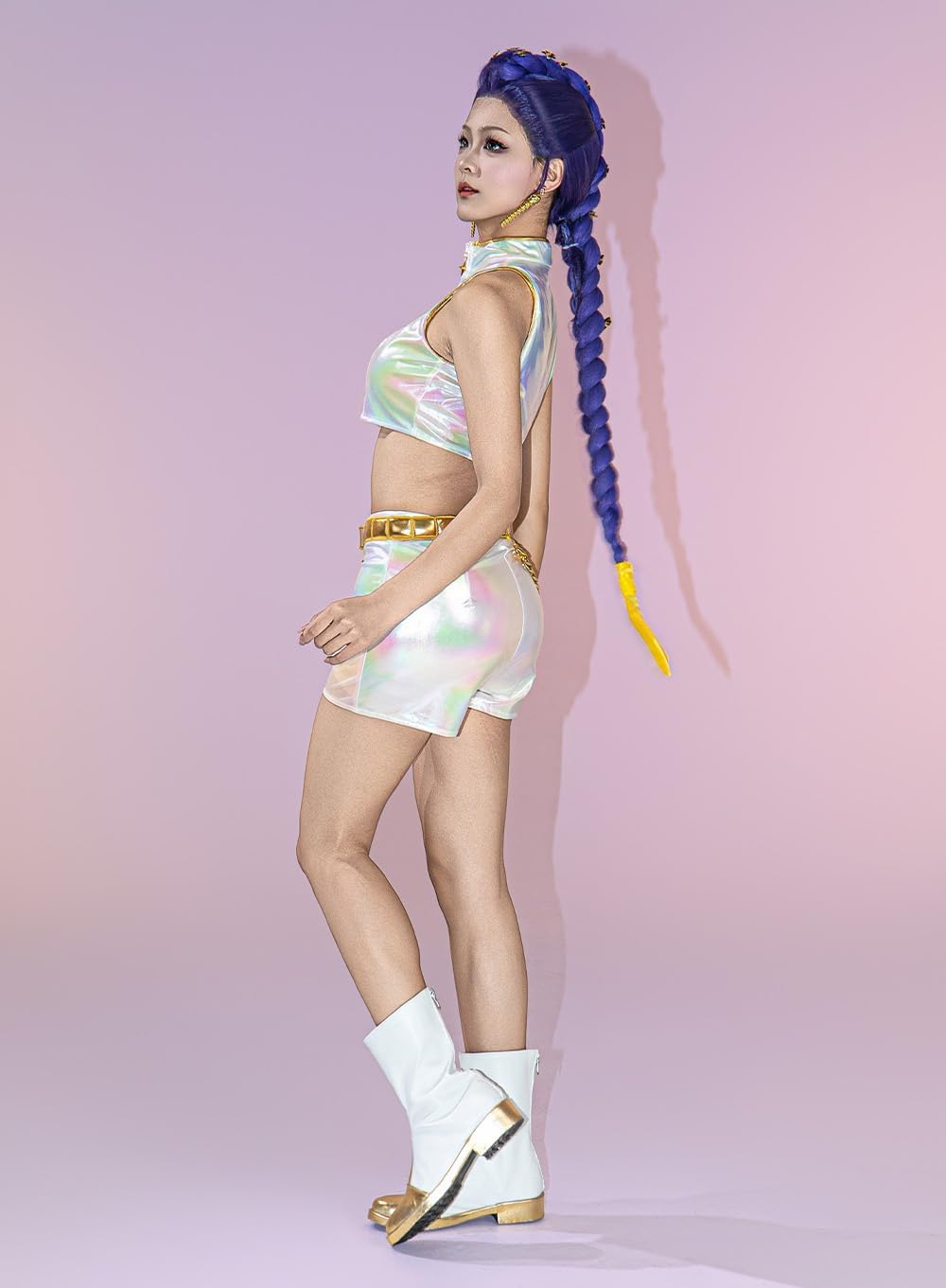 OSIAS Women Rumi Cosplay Costume White Stage Outfit with Dazzling Laser Design - Image 2