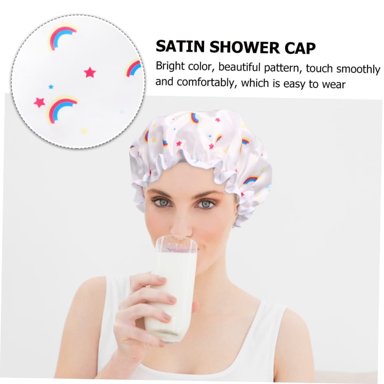 Beavorty 12stücke Bedruckte Satin Duschhaube Für Damen Doppellagig Zum Schlafen Und Duschen Verschiedenen Farben Fruchtmix Sternenhimmel Etc