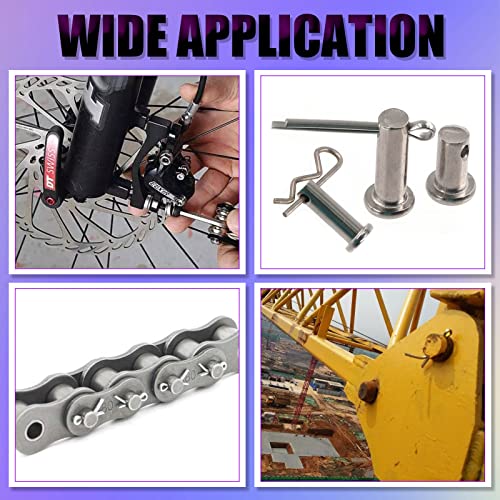 Swpeet 254 Stück robuste 6 Stile 1/4 Zoll 2/5 Zoll 5/16 Zoll Anhängerkupplung Linch Pin und PTO Pins mit 304 Edelstahl Splint Haarnadel und R-förmige Clips Sortiment Kit
