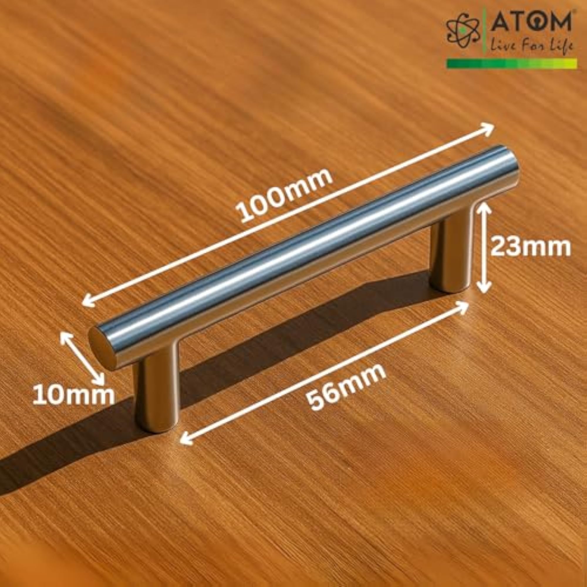 4 Inch LHDL Steel Cabinet Pull Handle, Stainless Steel Finish