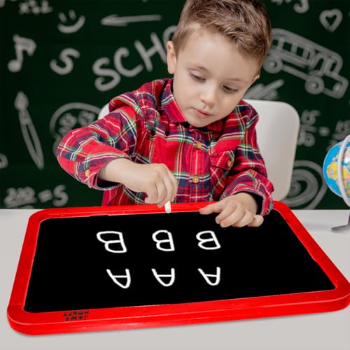 Image of Amazon Brand - Jam & Honey Easel Board I 5 in 1 Easel I Black and White Board with Chalk, Marker and Duster I with Stand|Education Toy for 3+ Year Kids (Blue & Red)