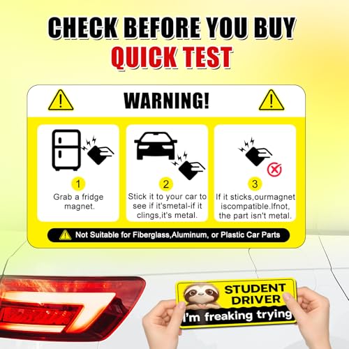 Image of 2 Pcs Newbie Magnetic Student Driver Stickers for Car Beginner Funny Lovely Magnet Supplies Bumper Safety Sign Suitable for Keeping a Safe Distance