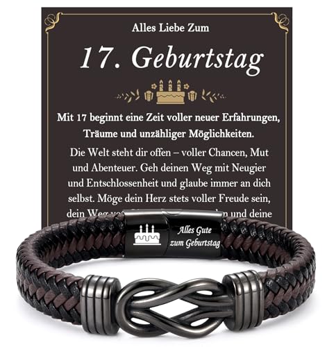 FAOMZQ 17. Geburtstag Junge Geschenk, Geburtstag Armband Geschenke für Jungen zum 17. Geburtstag, Geschenk für 17-Jährige Jungen Teenager Sohn Bruder Freund Enkel Neffen von Mama Papa Eltern