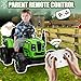 OKYBABY Ride on Tractor with Trailer, 12V Battery Powered Electric Tractor Toy w/Remote Control, Children's Electric Vehicle with 3 Speed Adjustable, USB, LED Lights, Audio, Safety Belt (Green)