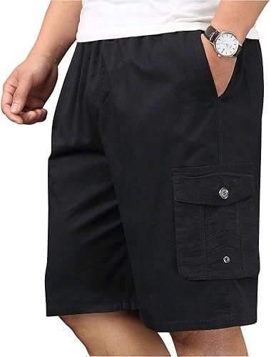 Miniatura 4 de Pantalones cortos de sarga de algodón ligero para hombre, con cintura elástica y cordón