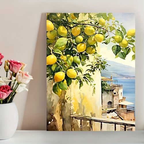Toile colorée citronnier pour illuminer un salon sombre ou vide