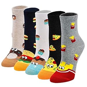 ZFSOCK Funny Colourful Women’s Socks with Cartoon Animal Design, Cool, Cute Cat / Dog Cotton Socks, Christmas Gift Idea for Women and Girls, 5 Pairs