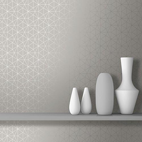 Metro Prism Geometric Metallic Contemporary Modern Triangle Wallpaper Lounges Livingroom Bedroom - Grey Silver and Silver - WOW006 World of Wallpaper