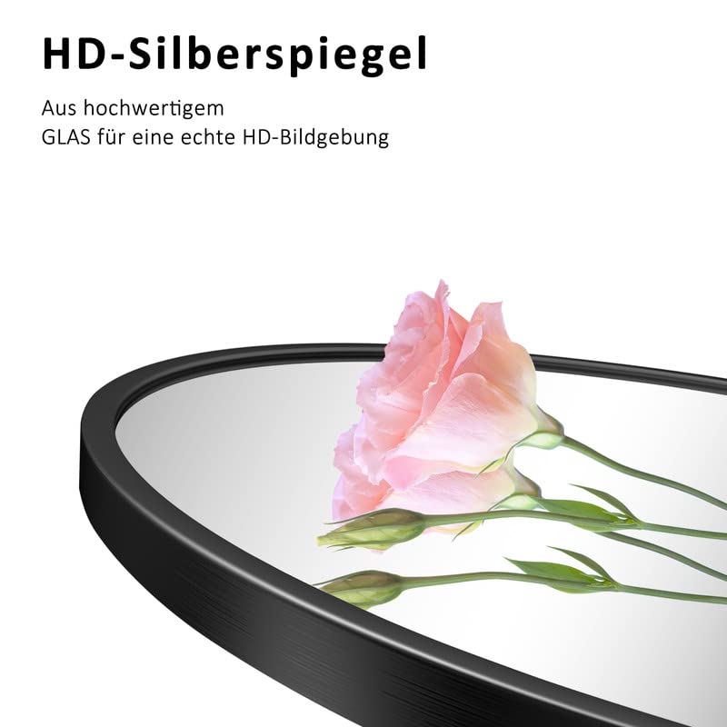 BD-Baode Standspiegel Bogen Wandspiegel mit Schwarz Aluminiumrahmen 40x140cm Bogen Ganzkörperspiegel Bodenspiegel Für Schlafzimmer Wohnzimmer