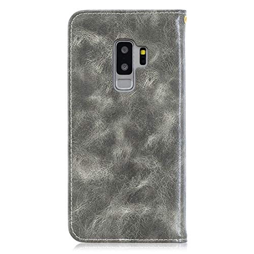 Capook com suporte, compartimentos para cartão e carteira (cinza), para Galaxy S9+ cobre fivela napa