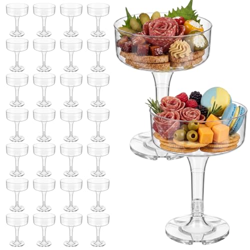 Zopeal 50 Pcs Charcuterie Cups Plastic 7oz Dessert Cups Weddings Events Martini Party Mini Appetizer Cup, Disposable Sweet Treat Cup for Mousse, Snacks, Easy Assembly