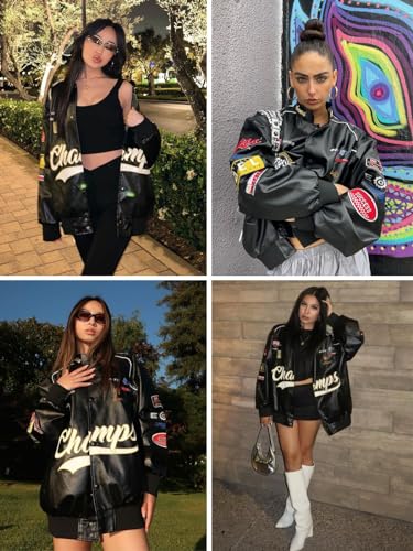 Aelfric Eden Embroiderey Racing Leather Bomber Jackets Oversized Patchwork Vintage Racer Moto Jackets4