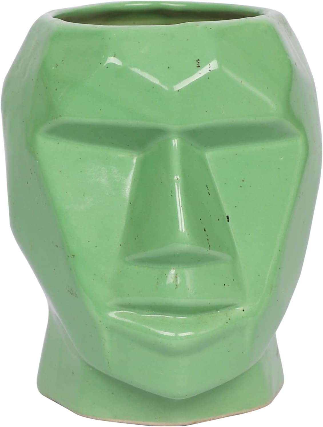 Flower Vase Man Shape Ceramic Handmade Planter | Pot | Planter | Home Decor | Khurja Pottery (Green, H-6.5 X Dia-3.5 Inch)