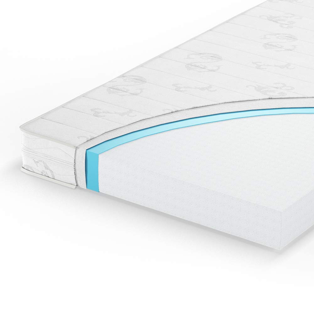 VitaliSpa Materasso bambini, Bianco, 140 x 70 cm Livello di durezza H2, con rivestimento rimovibile e nucleo punto-elastico