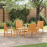 Tonture Garten Lounge Set Braun, Massivholz Akazie, 4-Sitzer, Modernes Design...