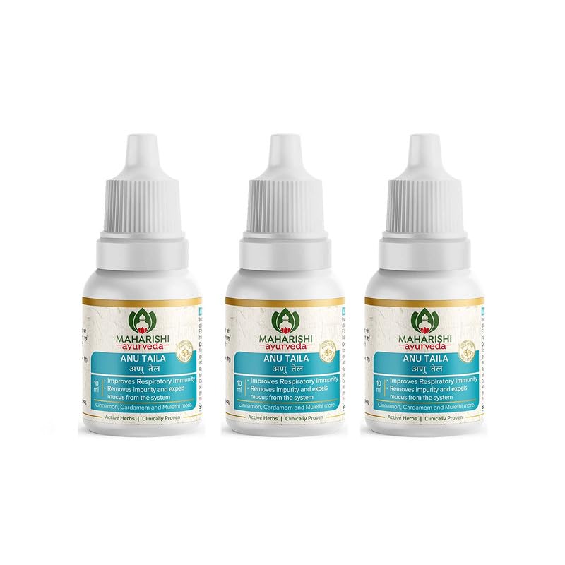 Anu Taila - Nasal Congestion Relief Oil | Migraine & Sinusitis Treatment | Improve Sensory Perception | Herbal Formula 10 ml (Pack of 3)