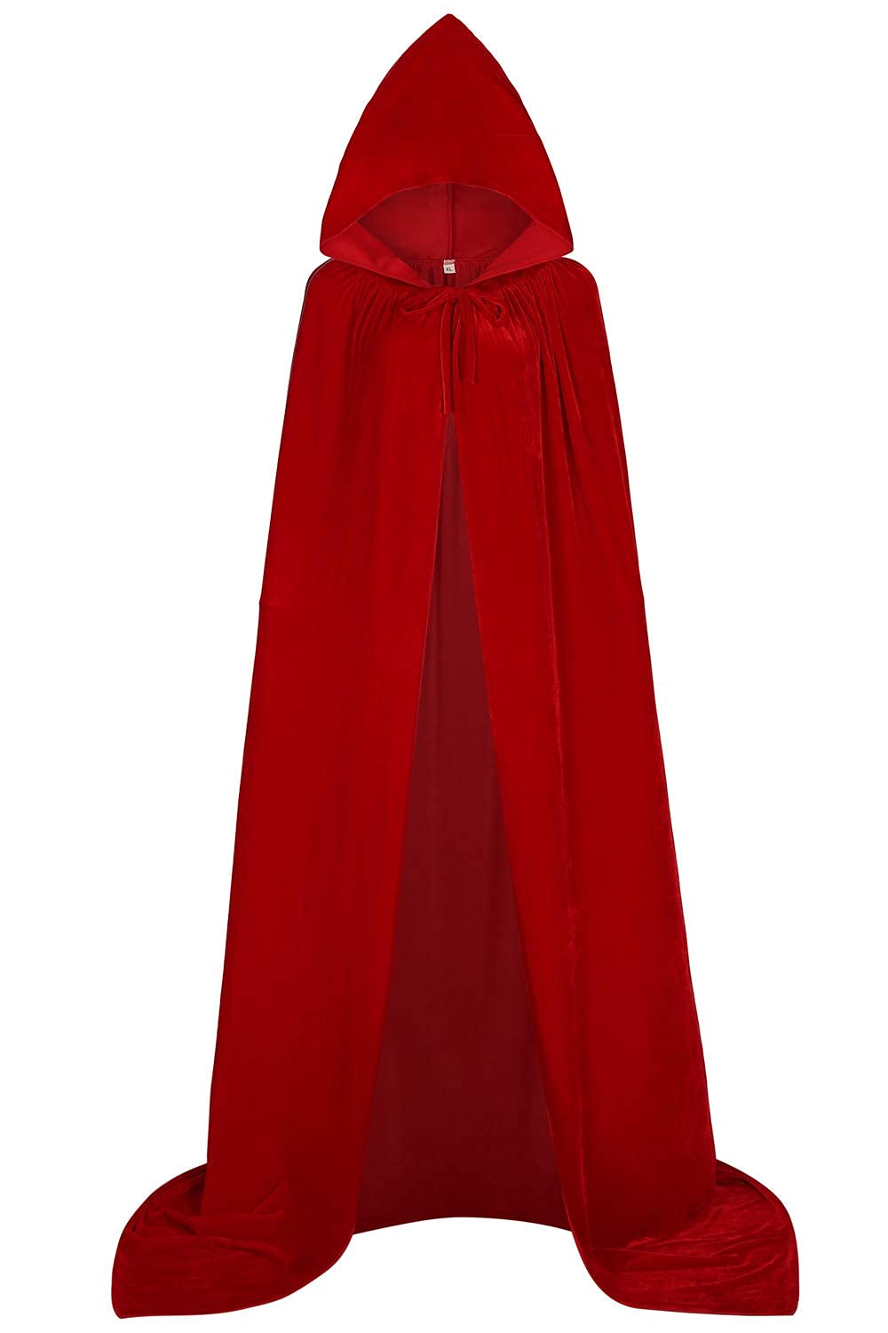 Unisex Hooded Cape Long Velvet Cloak with Hood Halloween Christmas Cosplay Costumes 43-71inches