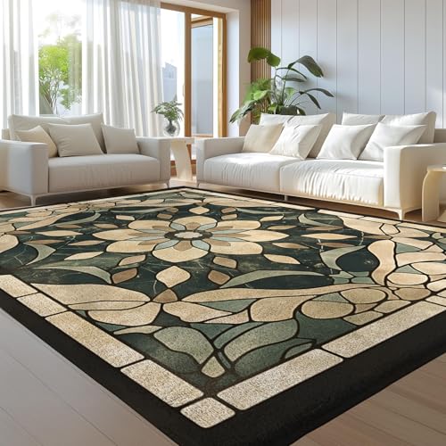 Tapis fleurs de style ethnique moderne lavable 150 x 210 cm - 2