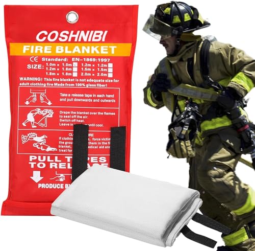 Image of COSHNIBI Emergency Fire Blanket for Home & Kitchen - High Heat Resistant Fire Suppression Blanket (1 Pack)