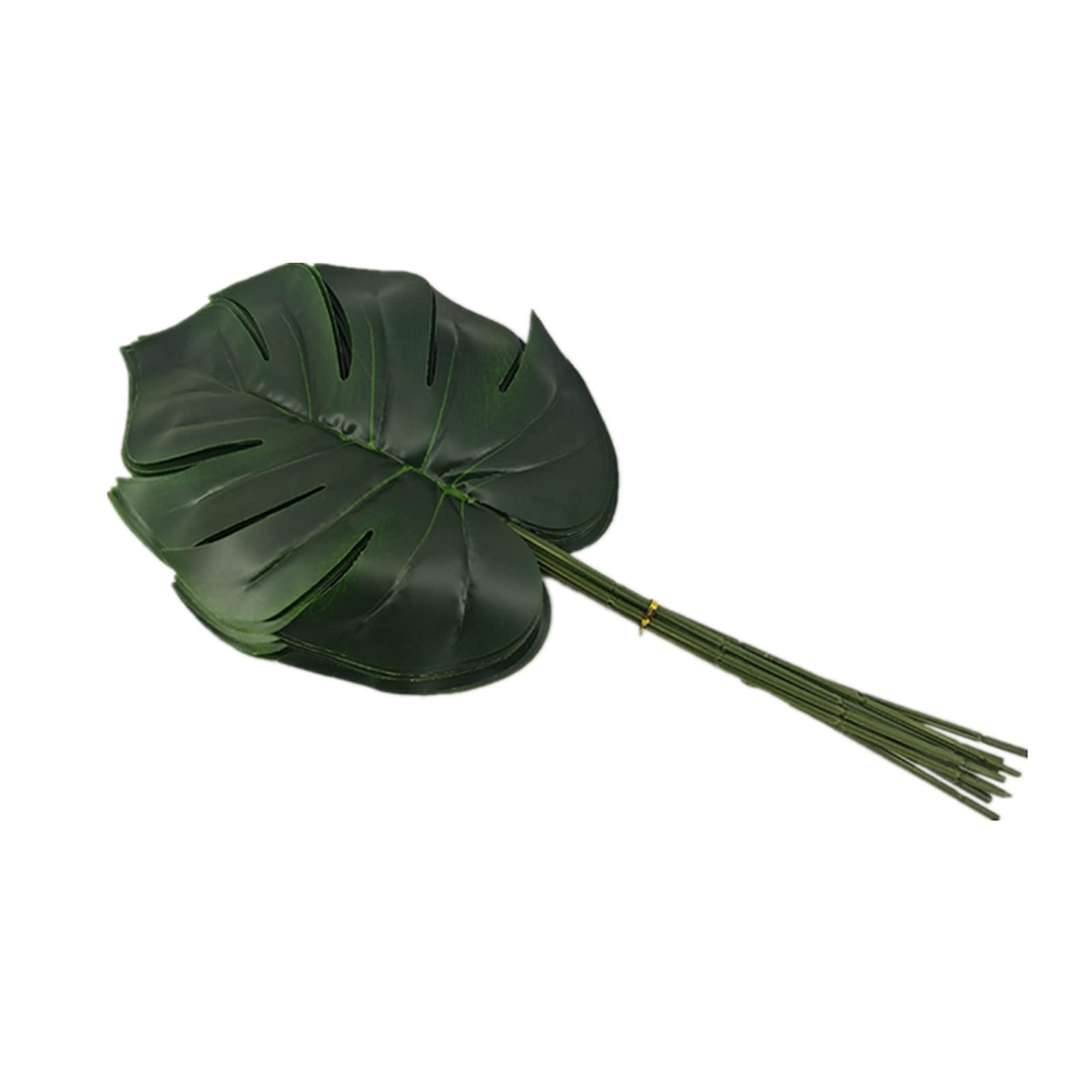 10 Pcs 21.5" Large Green Leaves Artificial Tropical Monstera Palm Tree Leaves,Topical Palm Leaves Decor for Home Decor,Kitchen Party Flowers Arrangement Wedding Decor,Green Leaf Size 12.5x10