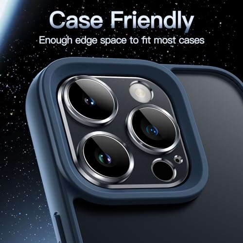 Image of JETech Camera Lens Protector for iPhone 14 Pro 6.1-Inch and iPhone 14 Pro Max 6.7-Inch, Full Coverage 9H Tempered Glass Ring Cover, Matte Metal Plate, Case Friendly, 1-Pack (Space Black)