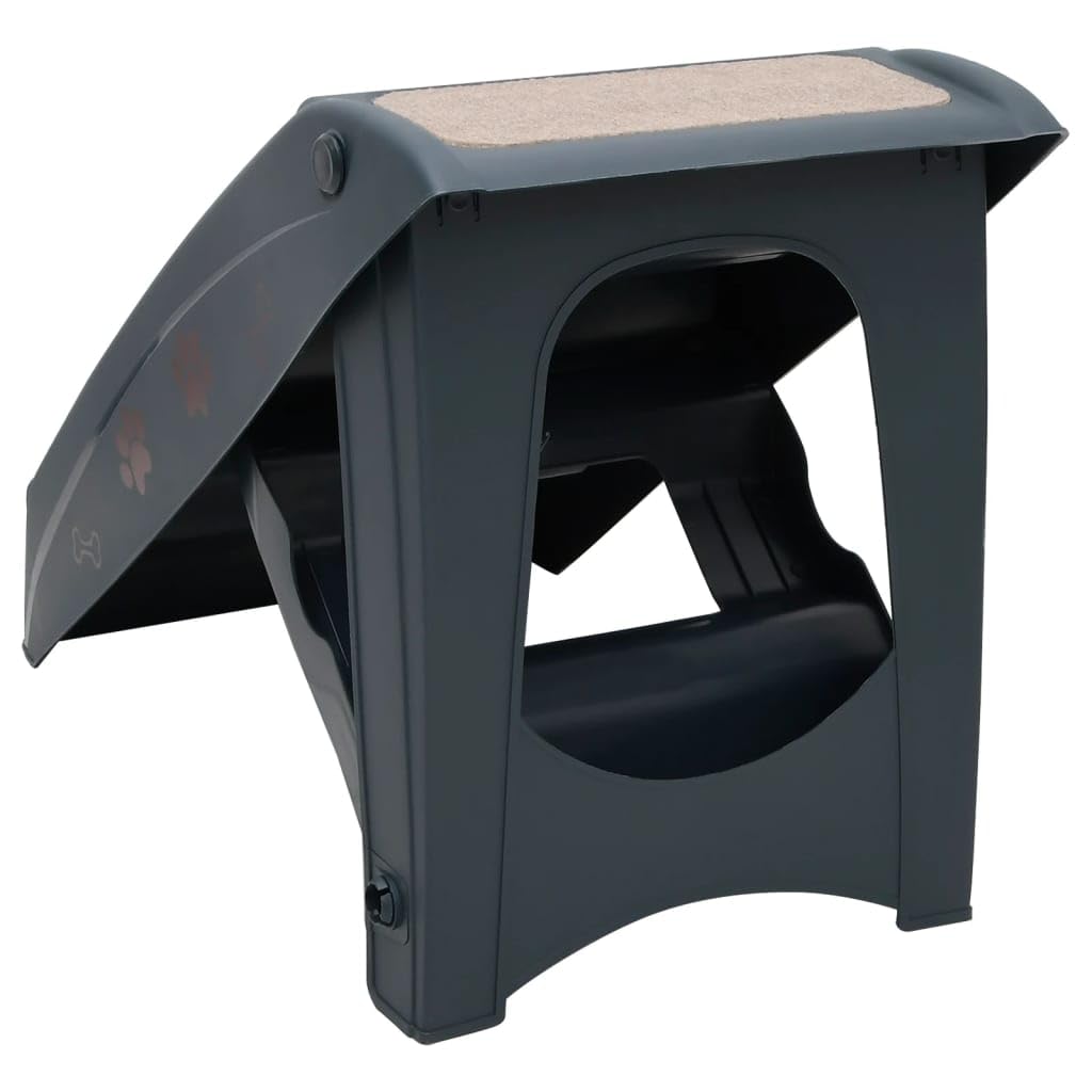 vidaXL Escalier Pliable à 4 Marches pour Chiens Gris Foncé Etape Animaux