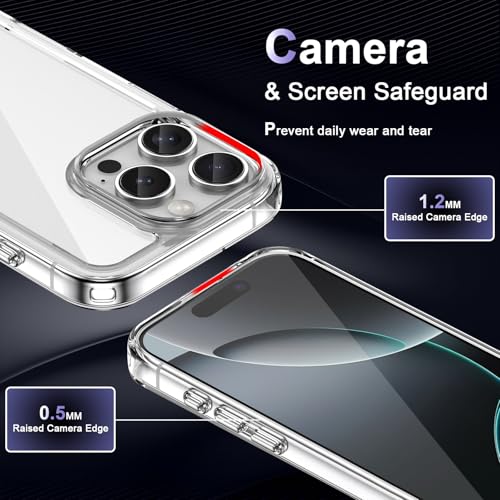 Image of Case for iPhone 16 Pro, Military Grade Drop Protection Phone Case, Yellowing Resistant, Anti-Scratch Hard PC Back, Shockproof Hard Ultra-Thin Protective Cover, Clear