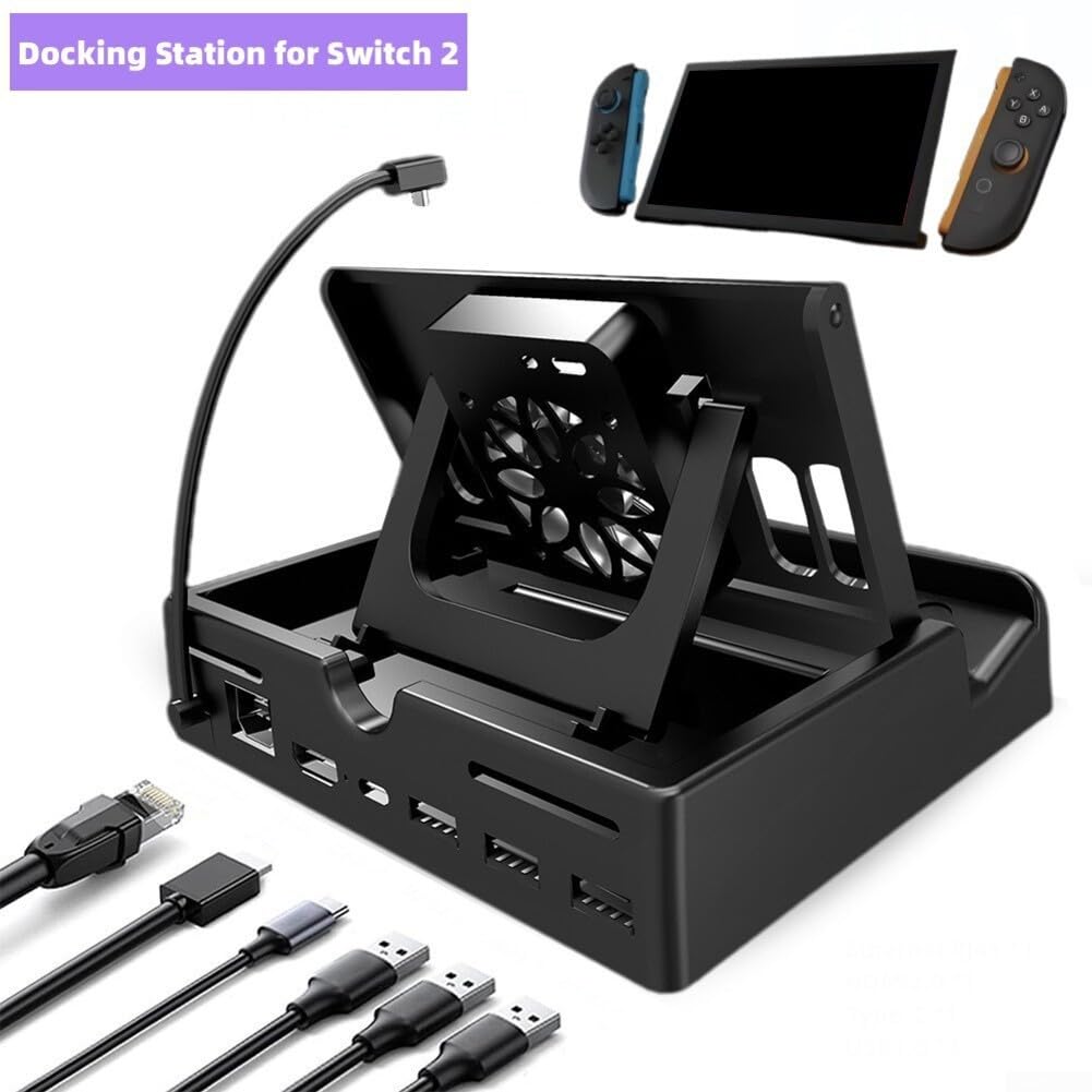 Docking Station per Nintendo Switch2 4K@60Hz, Ventola di Raffreddamento USB 3.0 Hub Docking Station Switch 2