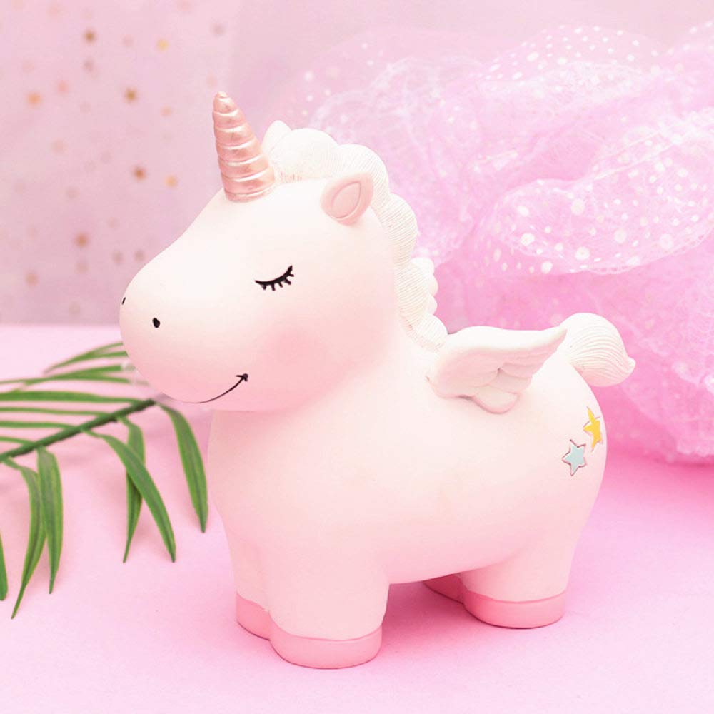 Licorne tirelire résine rose : rompez la monotonie de votre bureau avec cette mini statue