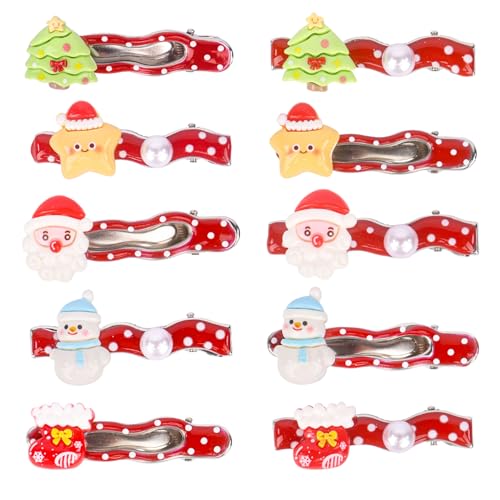 5Pair Christmas Hair Clips for Girls Cute Xmas Hair Barrettes Cartoon Clause Snowman Hair Clips Christmas Hair Accessories Stocking Stuffers Gifts for Girls Women