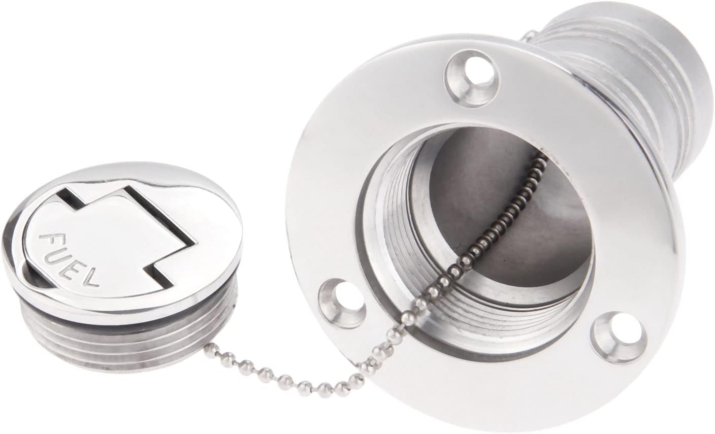 Mtsooning Boat Deck Fuel Filler, 1-1/2"(38mm) Steel Marine Gas Fill with Keyless Cap Hardware for Yacht Caravan RV Trucks Tractors and Trailer Fuel/Gas/Water/Waste Tanks