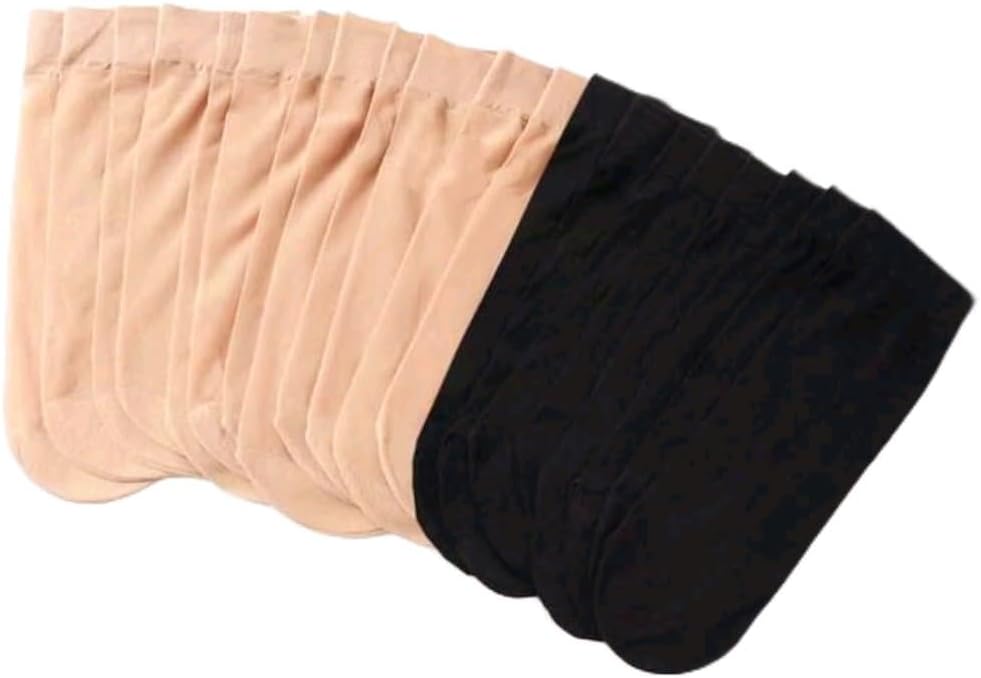 generic10 pairs sheer ankle socks for women, multicolor, beige and black Anti-Hook nylon socks for daily use.