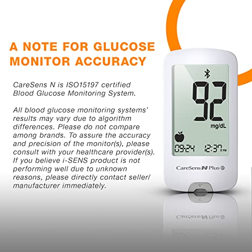 Caresens N Plus Bluetooth Blood Glucose Monitor Kit With 100 Blood Sugar Test Strips, 100 Lancets, 1 Blood Glucose Meter, 1 Lancing Device, Travel Case For Diabetes Testing Kit (Auto-Coding Glucometer Kit With 1 Control Solution)… #TOP7