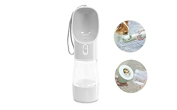MaoCG Dog Water Bottle for Walking, Multifunctional and Portable Dog Travel Water Dispenser with Food Container,Detachable Design Combo Cup for Drinking and Eating,Suitable for Cats and Puppy, Grey