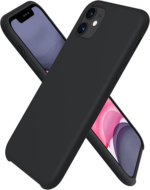 ORNARTO Liquid Silicone Case for iPhone 11, Slim Liquid Silicone Soft Gel Rubber Case Cover for iPhone 11(2019) 6.1 inch-Black